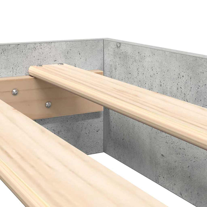 vidaXL Letto Libreria Grigio cemento 160 x 200 cm Legno multistrato