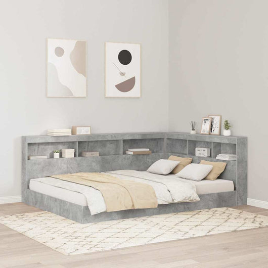 vidaXL Letto Libreria Grigio cemento 160 x 200 cm Legno multistrato