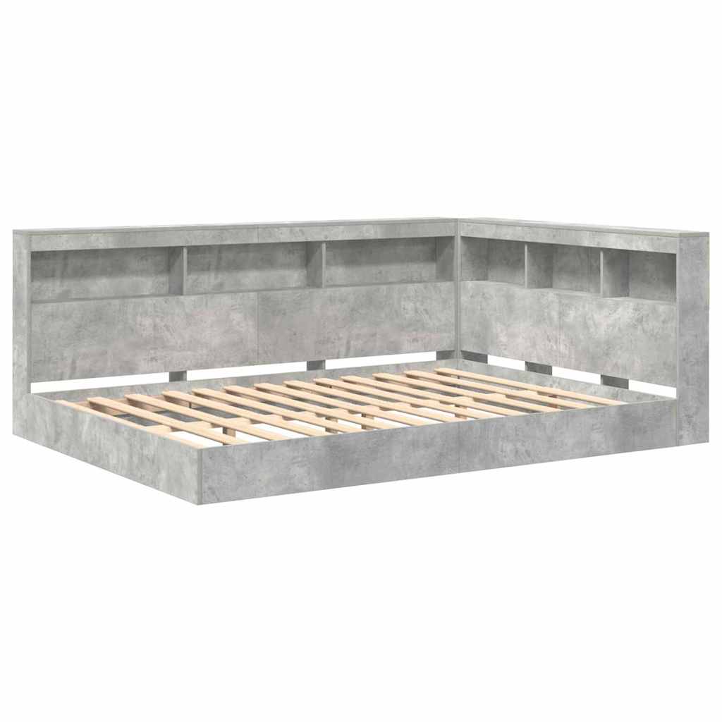 vidaXL Letto Libreria Grigio cemento 160 x 200 cm Legno multistrato