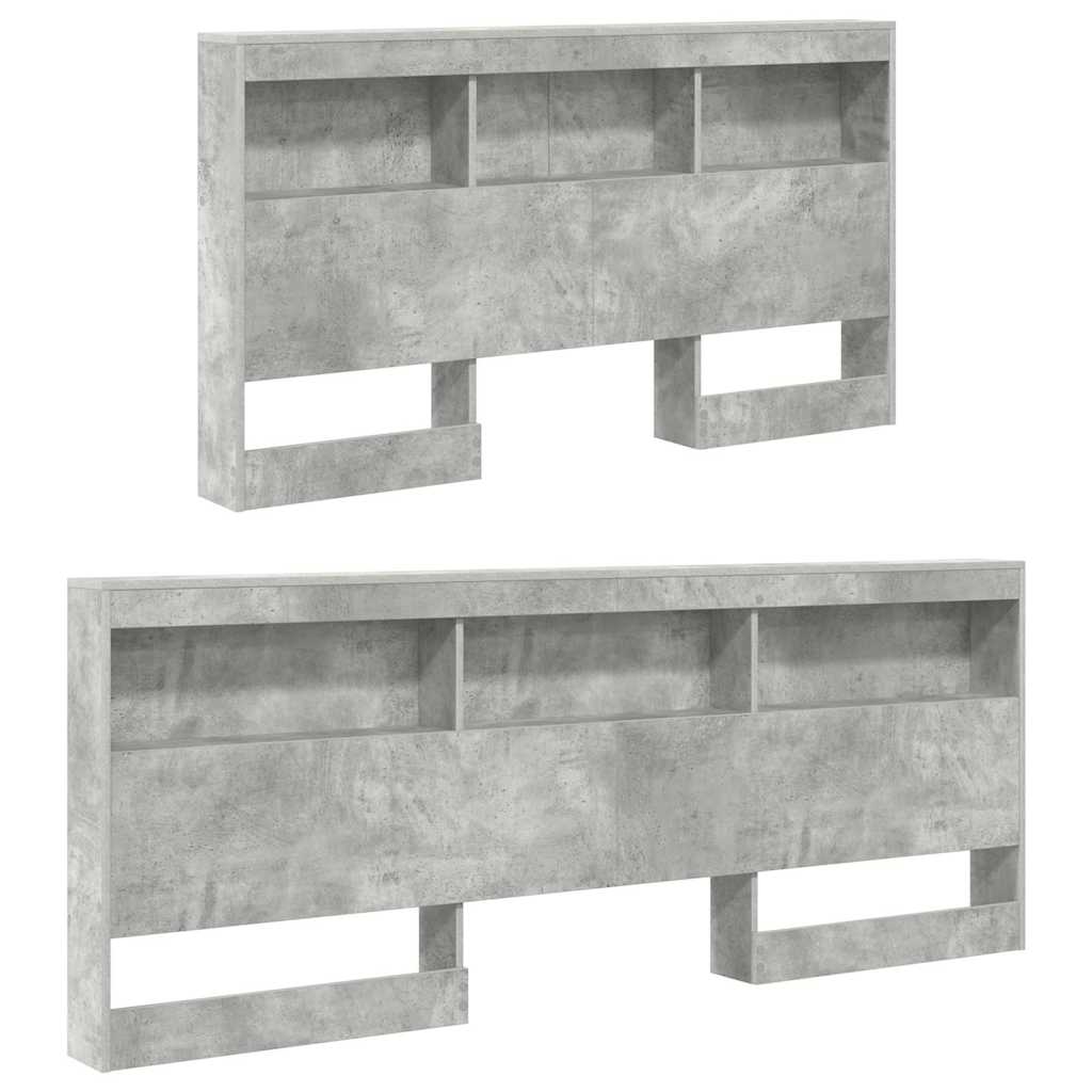 vidaXL Letto Libreria Grigio cemento 160 x 200 cm Legno multistrato