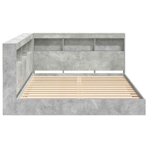 vidaXL Letto Libreria Grigio cemento 160 x 200 cm Legno multistrato