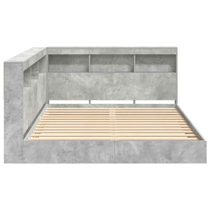 vidaXL Letto Libreria Grigio cemento 160 x 200 cm Legno multistrato