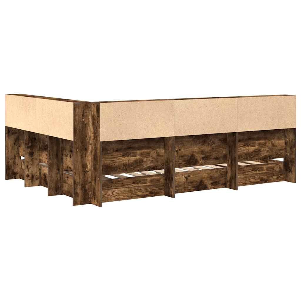 vidaXL Letto Libreria Rovere fumo 160 x 200 cm Legno multistrato
