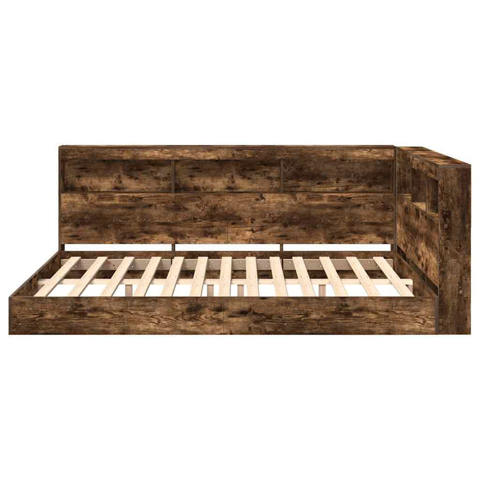 vidaXL Letto Libreria Rovere fumo 160 x 200 cm Legno multistrato