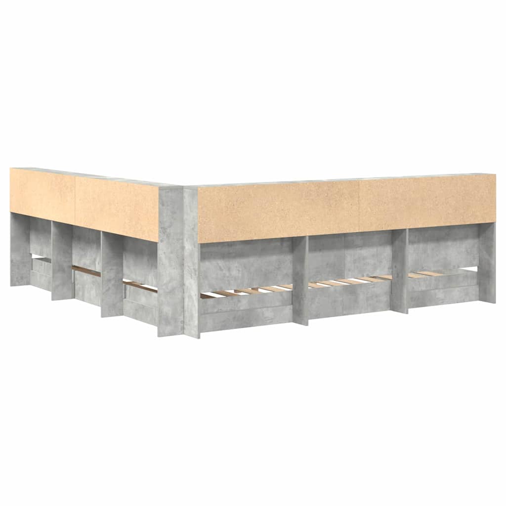 vidaXL Letto Libreria Grigio cemento 180 x 200 cm Legno multistrato