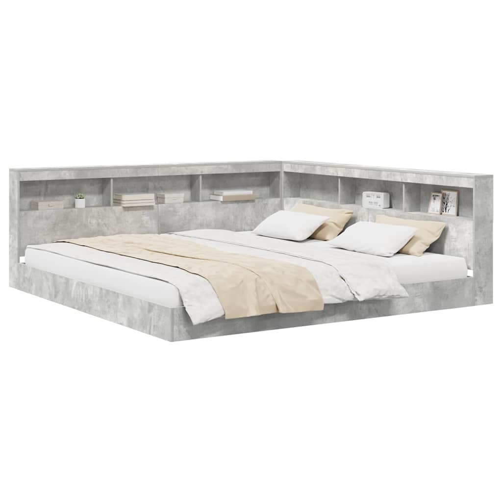 vidaXL Letto Libreria Grigio cemento 180 x 200 cm Legno multistrato