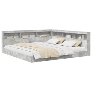 vidaXL Letto Libreria Grigio cemento 180 x 200 cm Legno multistrato