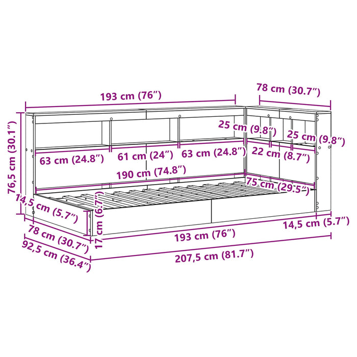Letto Libreria Bianco 75 x 190 cm Legno multistrato 3335754