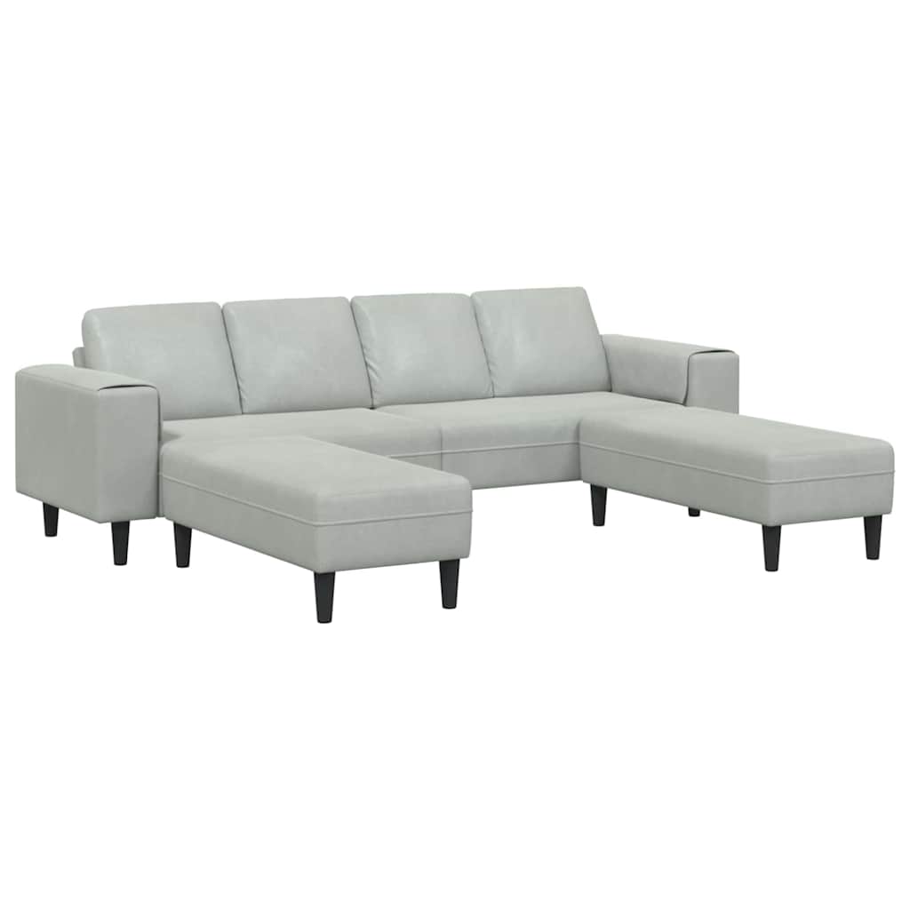 Set di divani 3 pcs Grigio chiaro Velluto