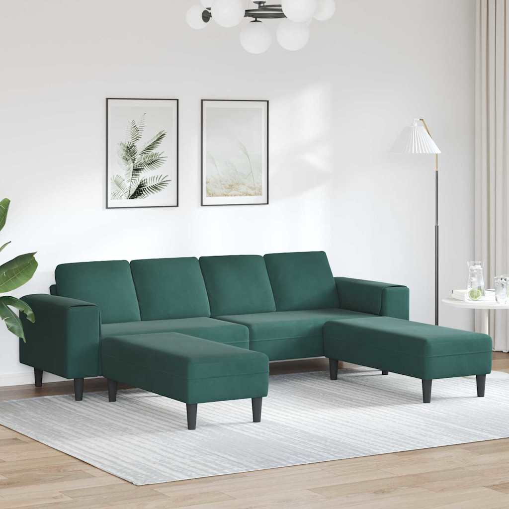 Set di divani 3 pcs Verde scuro Velluto