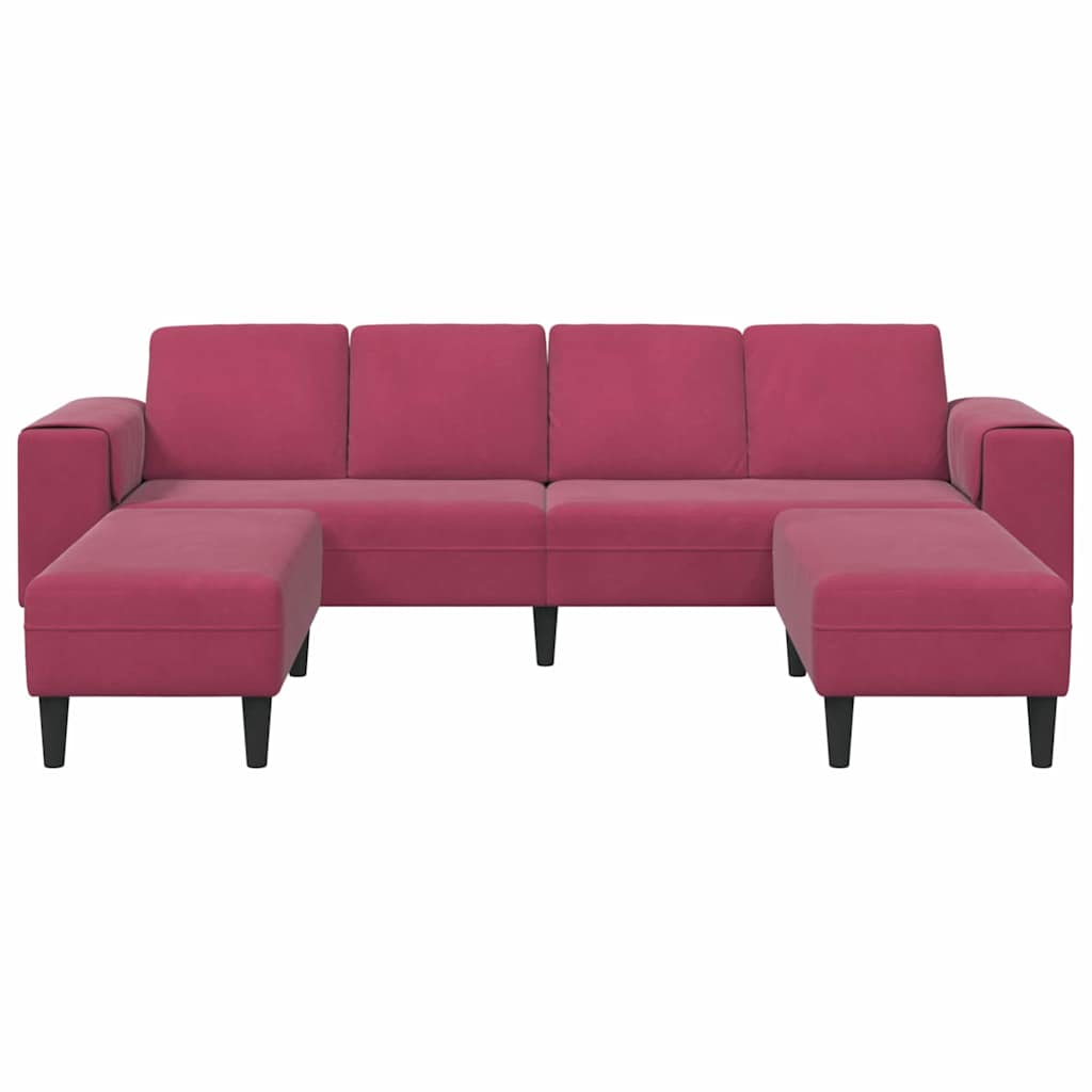 Set di divani 3 pcs Rosso vino Velluto