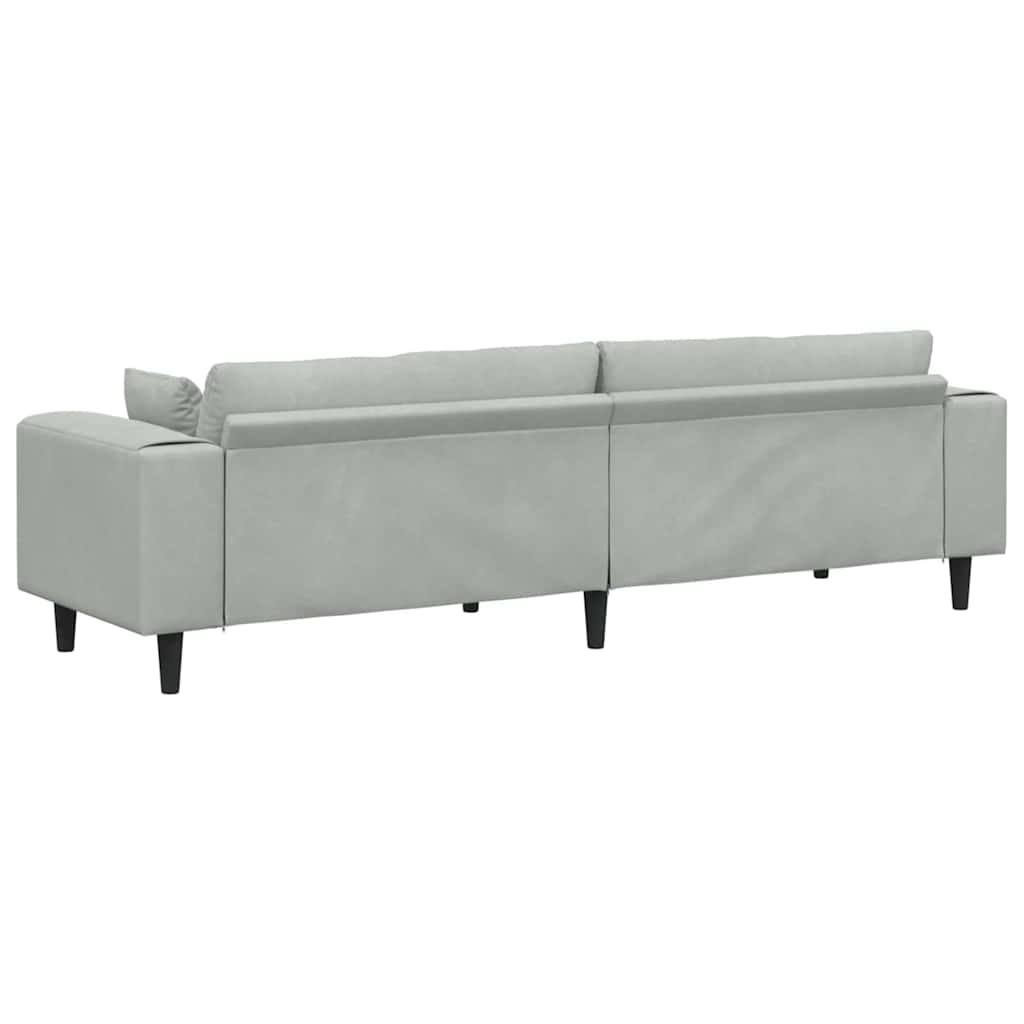 Divano in Velluto con cuscino Grigio chiaro 208 cm Velluto 3335153