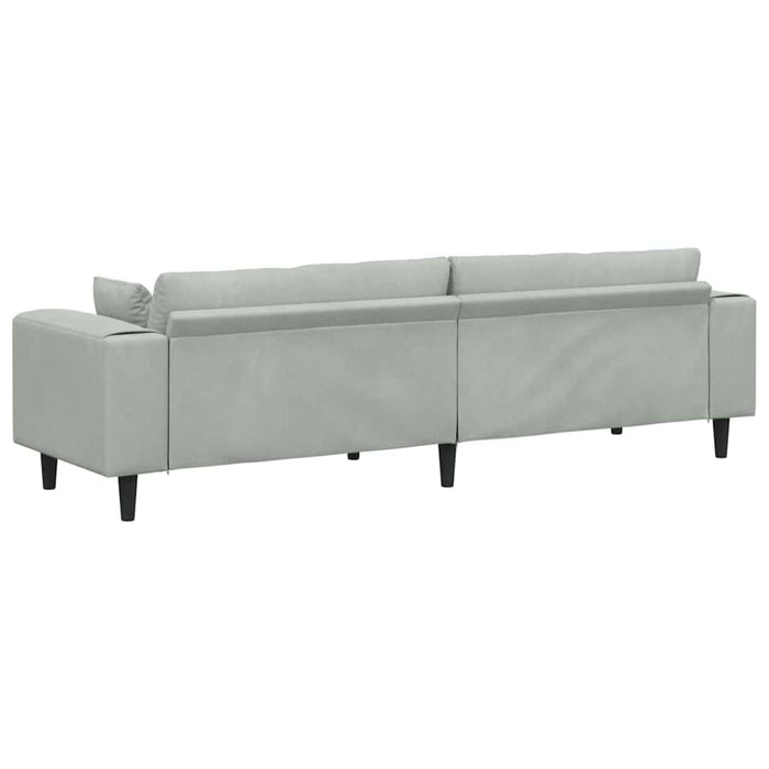 Divano in Velluto con cuscino Grigio chiaro 208 cm Velluto 3335153