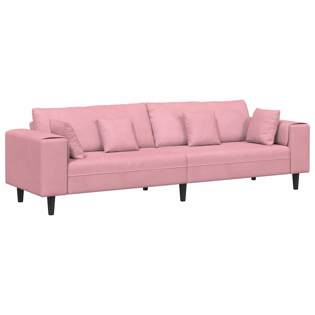 vidaXL Divano in Velluto con cuscino Rosa 209 cm Velluto