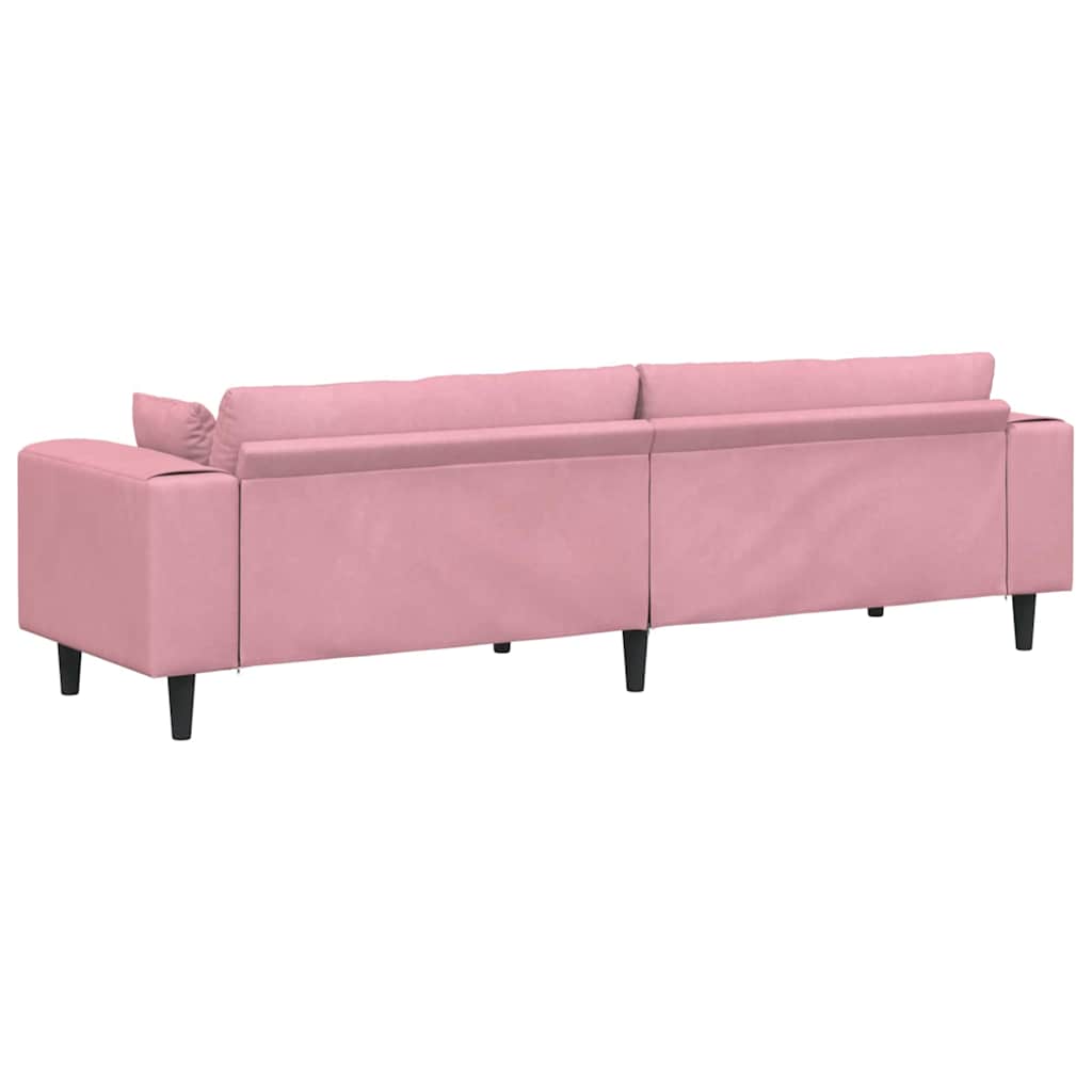 vidaXL Divano in Velluto con cuscino Rosa 209 cm Velluto