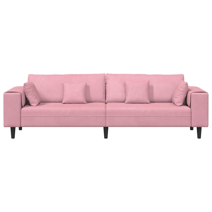 vidaXL Divano in Velluto con cuscino Rosa 209 cm Velluto