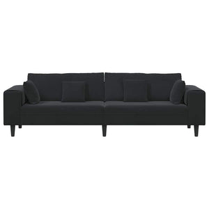 vidaXL Divano in Velluto con cuscino Nero 208 cm Velluto