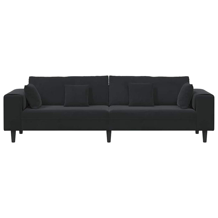 vidaXL Divano in Velluto con cuscino Nero 208 cm Velluto