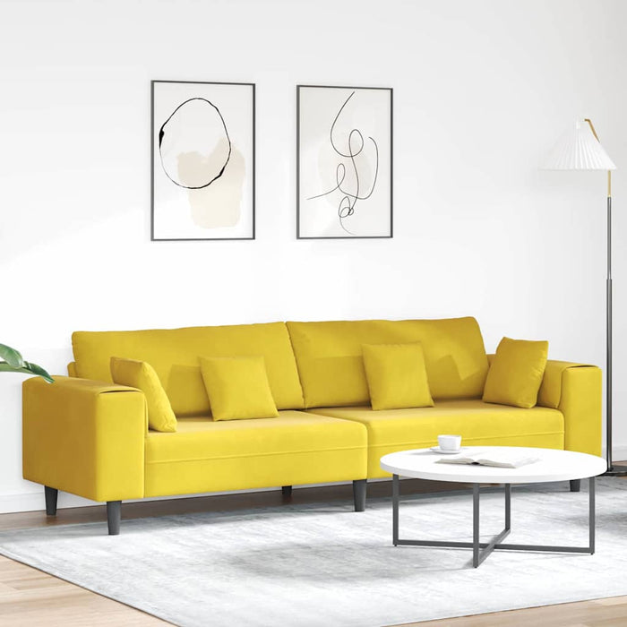 vidaXL Divano in Velluto con cuscino Giallo 210 cm Velluto