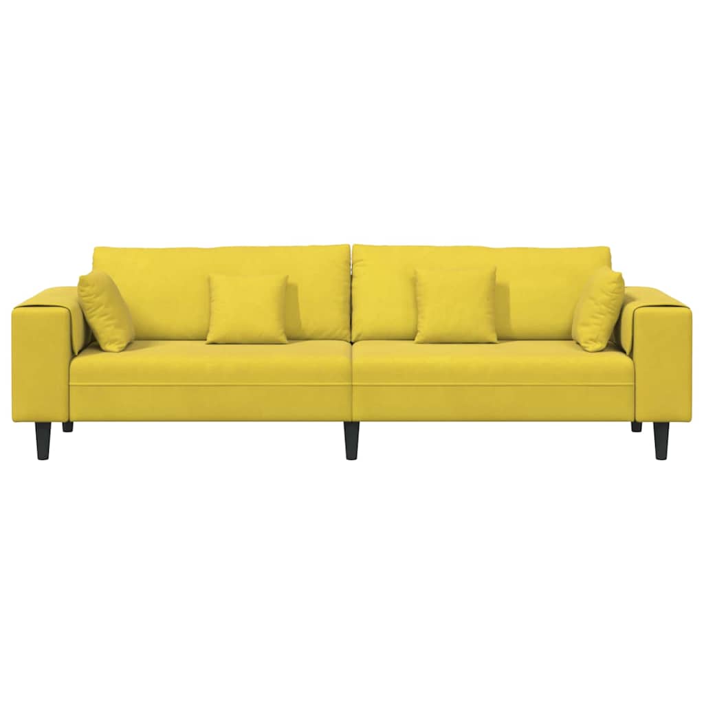 vidaXL Divano in Velluto con cuscino Giallo 210 cm Velluto