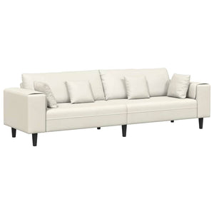 Divano in Velluto con cuscino Crema 208 cm Velluto 3335160