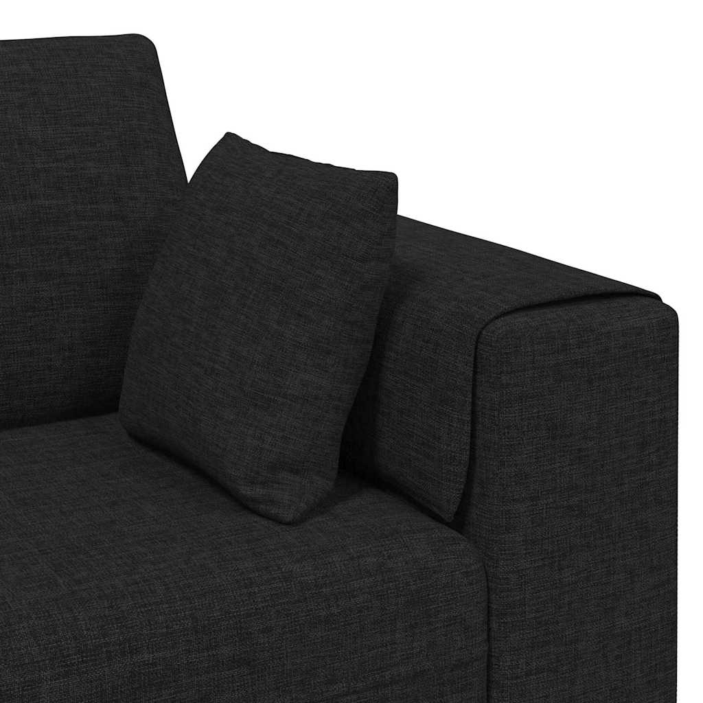 vidaXL Divano in tessuto con cuscino 3 pcs Nero 208 cm Tessuto