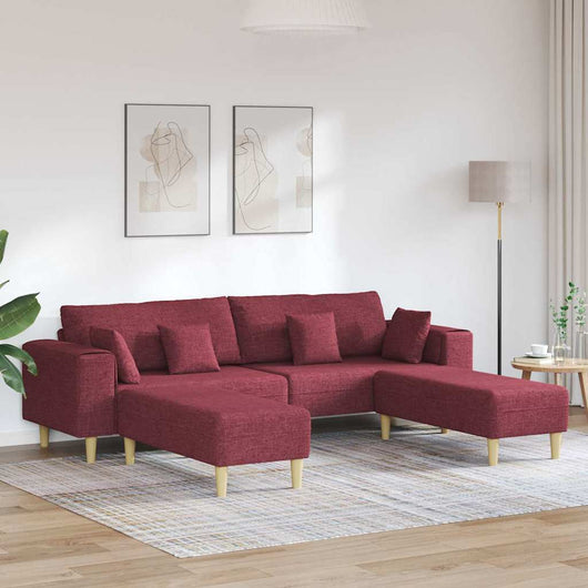 Divano in tessuto con cuscino 3 pcs Rosso Vino 208 cm Tessuto