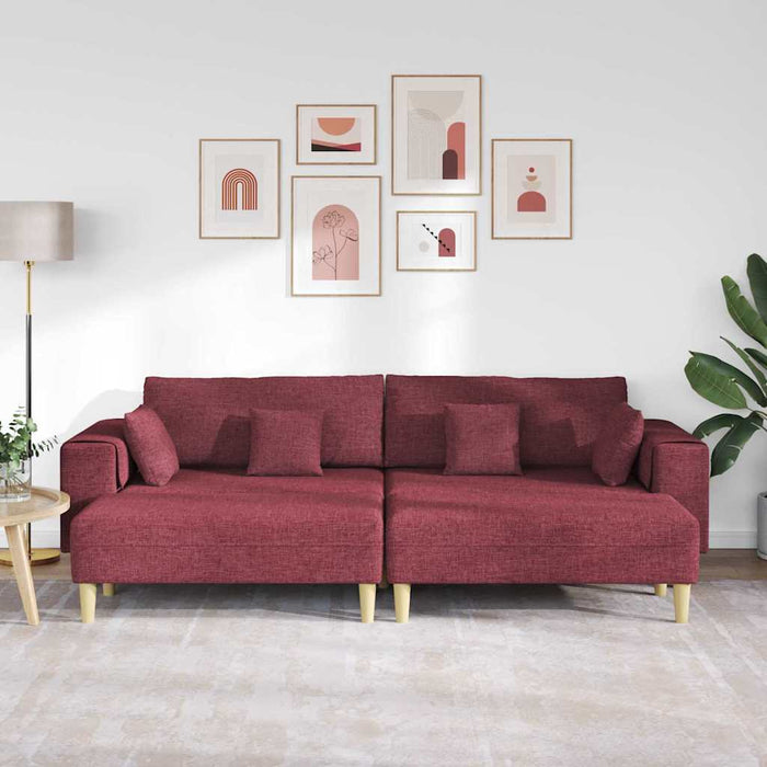 Divano in tessuto con cuscino 3 pcs Rosso Vino 208 cm Tessuto