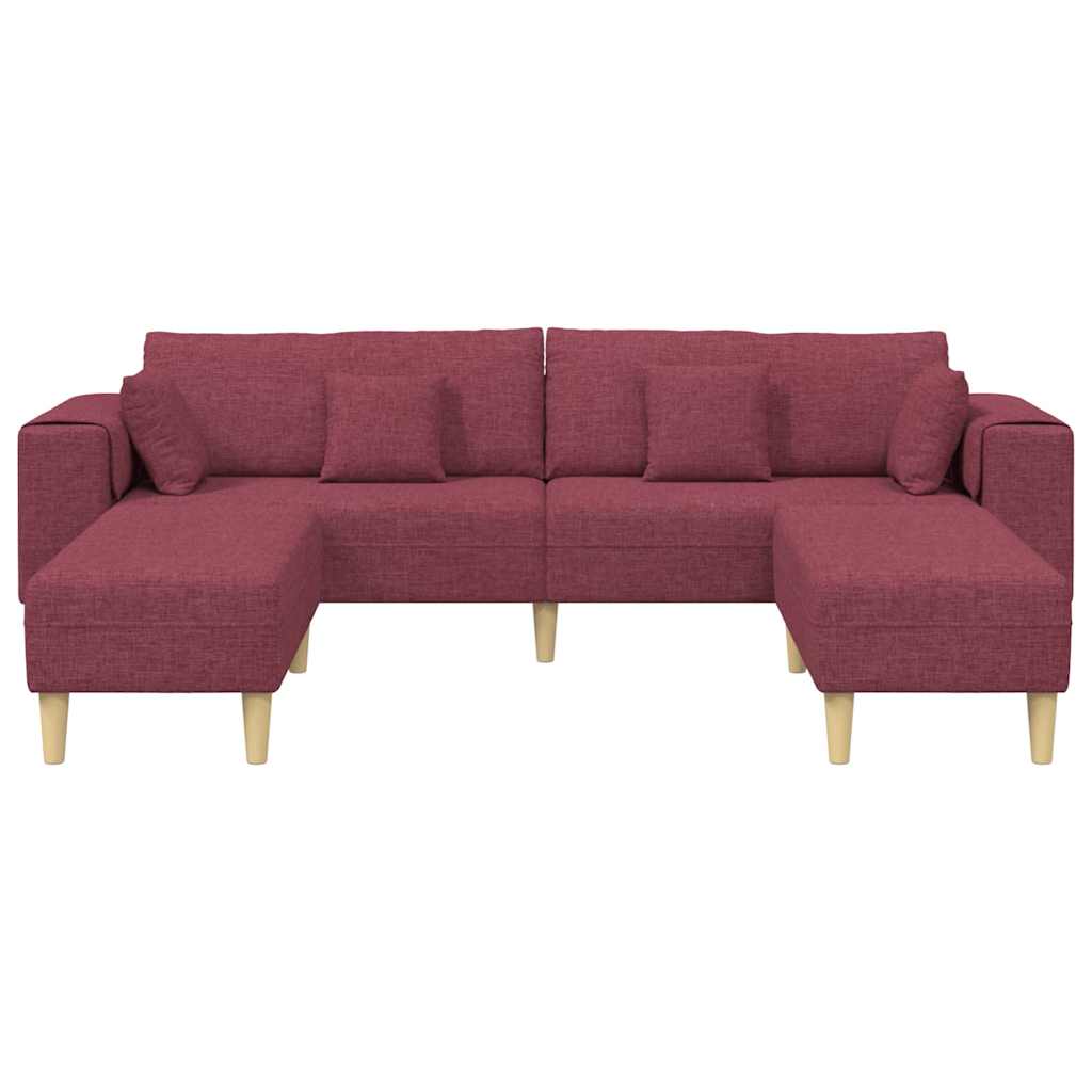 Divano in tessuto con cuscino 3 pcs Rosso Vino 208 cm Tessuto