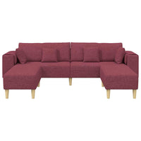 Divano in tessuto con cuscino 3 pcs Rosso Vino 208 cm Tessuto