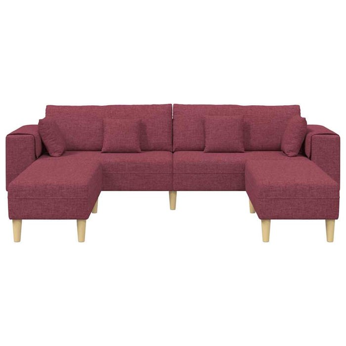 Divano in tessuto con cuscino 3 pcs Rosso Vino 208 cm Tessuto