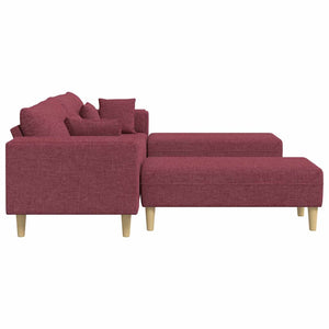 Divano in tessuto con cuscino 3 pcs Rosso Vino 208 cm Tessuto