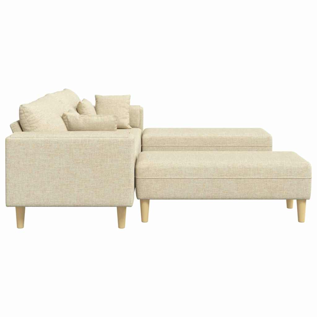 Divano in tessuto con cuscino 3 pcs Crema 208 cm Tessuto