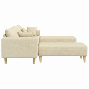 Divano in tessuto con cuscino 3 pcs Crema 208 cm Tessuto