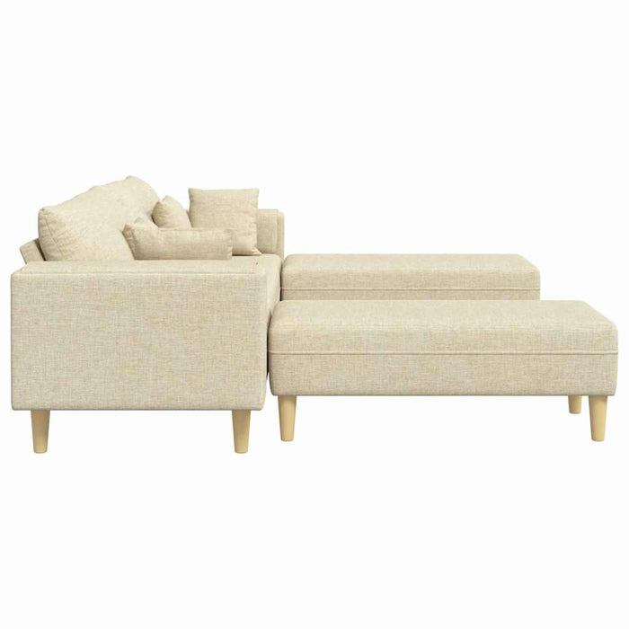 Divano in tessuto con cuscino 3 pcs Crema 208 cm Tessuto