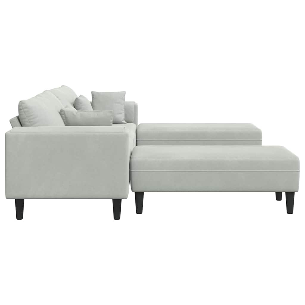 vidaXL Divano in Velluto 3 pcs Grigio chiaro 208 cm Velluto