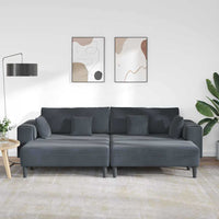 vidaXL Divano in Velluto con cuscino 3 pcs Grigio scuro 208 cm Velluto