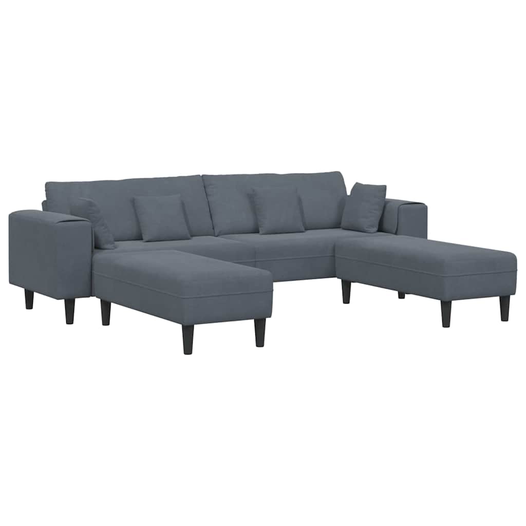 vidaXL Divano in Velluto con cuscino 3 pcs Grigio scuro 208 cm Velluto