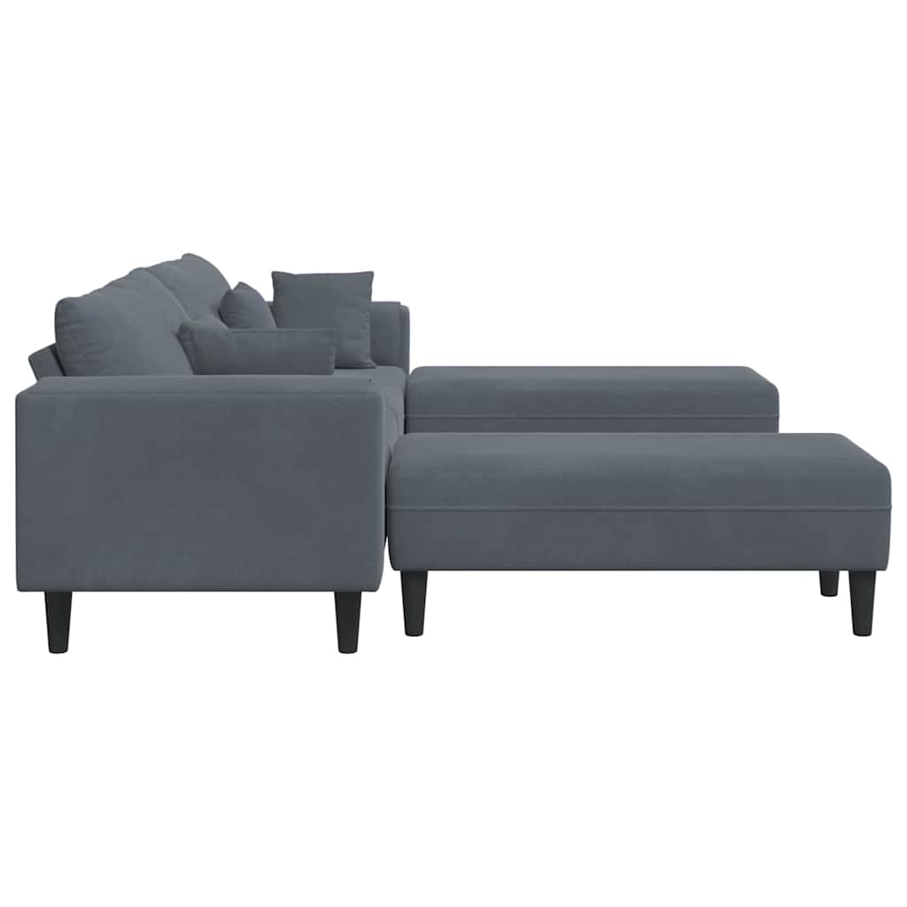 vidaXL Divano in Velluto con cuscino 3 pcs Grigio scuro 208 cm Velluto