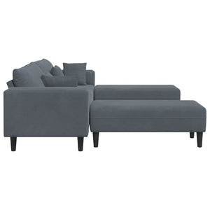 vidaXL Divano in Velluto con cuscino 3 pcs Grigio scuro 208 cm Velluto