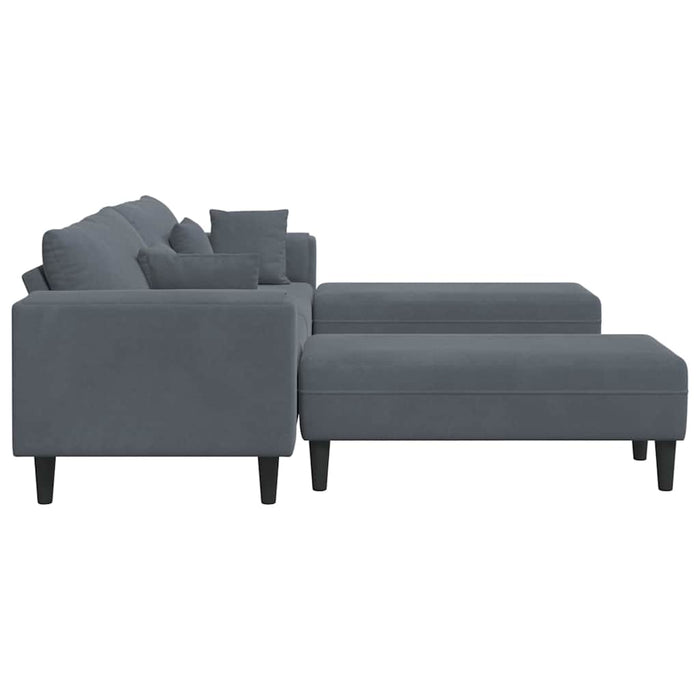 vidaXL Divano in Velluto con cuscino 3 pcs Grigio scuro 208 cm Velluto