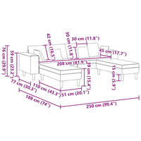 vidaXL Divano in Velluto con cuscino 3 pcs Grigio scuro 208 cm Velluto