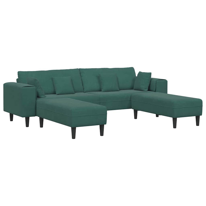 vidaXL Divano in Velluto con cuscino 3 pcs Verde Scuro 208 cm Velluto