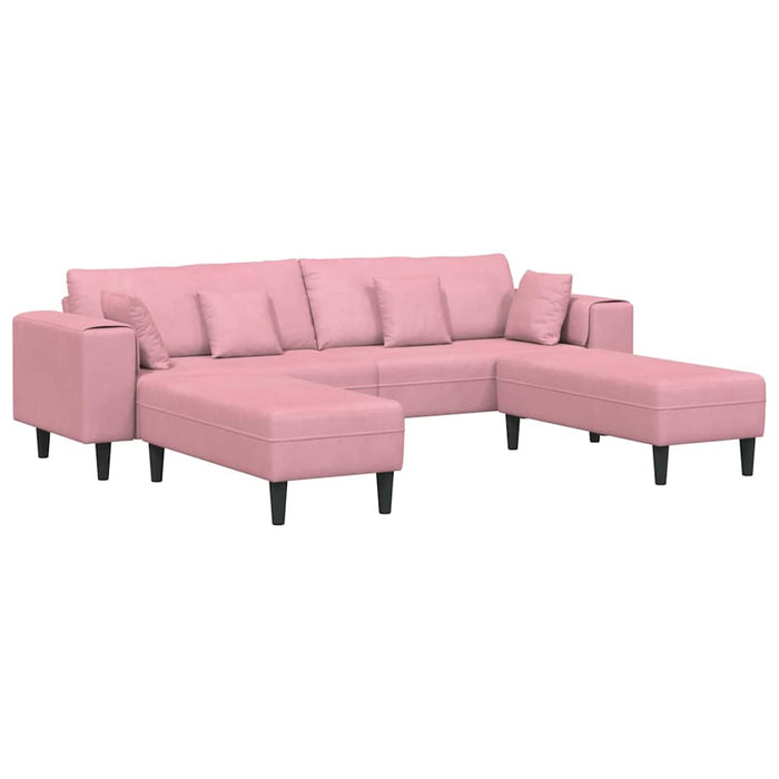 vidaXL Divano in Velluto con cuscino 3 pcs Rosa 208 cm Velluto