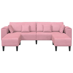 vidaXL Divano in Velluto con cuscino 3 pcs Rosa 208 cm Velluto