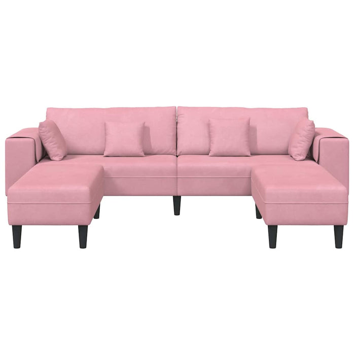 vidaXL Divano in Velluto con cuscino 3 pcs Rosa 208 cm Velluto
