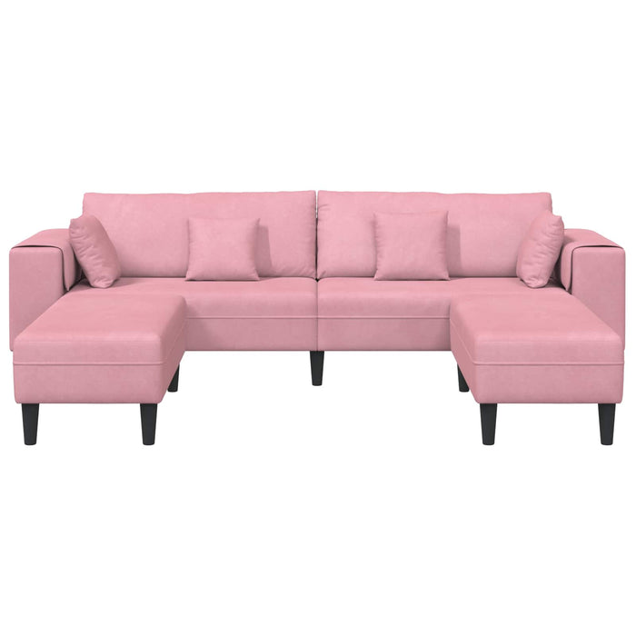 Divano in Velluto con cuscino 3 pcs Rosa 208 cm Velluto 3335175