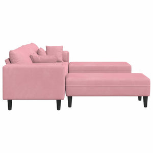vidaXL Divano in Velluto con cuscino 3 pcs Rosa 208 cm Velluto