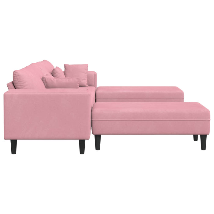Divano in Velluto con cuscino 3 pcs Rosa 208 cm Velluto 3335175