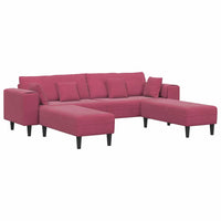vidaXL Divano in Velluto con cuscino 3 pcs Rosso Vino 208 cm Velluto